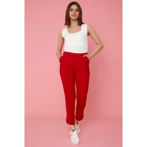 Selen Giyim Paçası Dilimli Beli Lastikli Pantolon