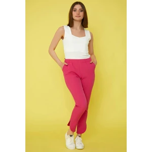 Selen Giyim Paçası Dilimli Beli Lastikli Pantolon