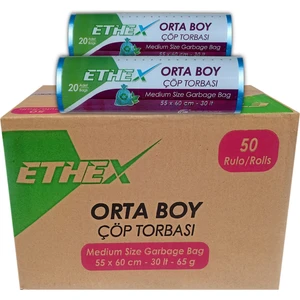 Orta Boy Çöp Poşeti 50 Paket 55 x 60 cm Mavi