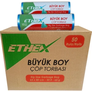 Büyük Boy Çöp Poşeti 50 Paket 65 x 80 cm Mavi