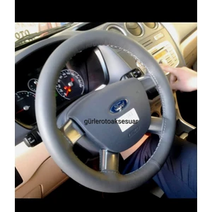 Gürler Oto Kılıf Ve Aksesuar Ford Connect Dikmeli Direksiyon Kılıfı Gri Deri-Gri Ip 10.5cm A+
