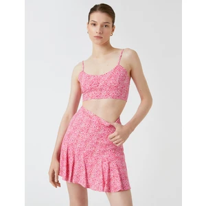 Crop Atlet Desenli İnce Askılı U Yaka