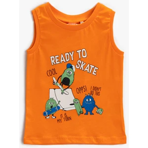 Baskılı Atlet Bisiklet Yaka Pamuklu