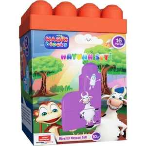 Uçar Oyuncak Magic Blocks 16 Parça Bloklu Hayvan Seti