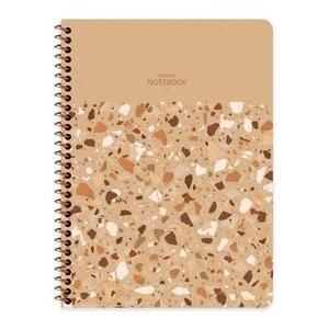 Keskin Color Terazzo Spiralli Kahve Plastik Kapak 80 Yaprak 16,5*22,5 Çizgili Defter
