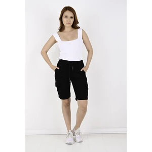 Black Steel Yanları Kargo Cepli  Bayan Gabardin  ŞORT-7000