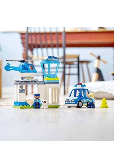 LEGO® Duplo® Kurtarma Polis Merkezi ve Helikopter 10959 - 2 Yaş ve Üzeri Için Polis Arabası ve Helikopter Içeren Oyuncak Yapım Seti (40 Parça)