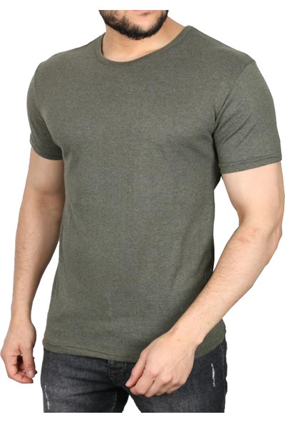 Bogda Haki Renk Erkek Bisiklet Yaka Kısa Kollu T-Shirt