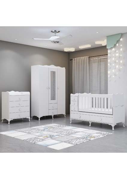 Alya Beyaz Avangart Bebek Odası Takımı-