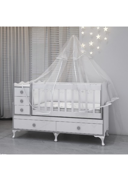Alya Gri Yıldız 4 Komodin Bebek Odası - Yatak Uyku Seti Kombinli-Uyku Seti-Beyaz fiyatları