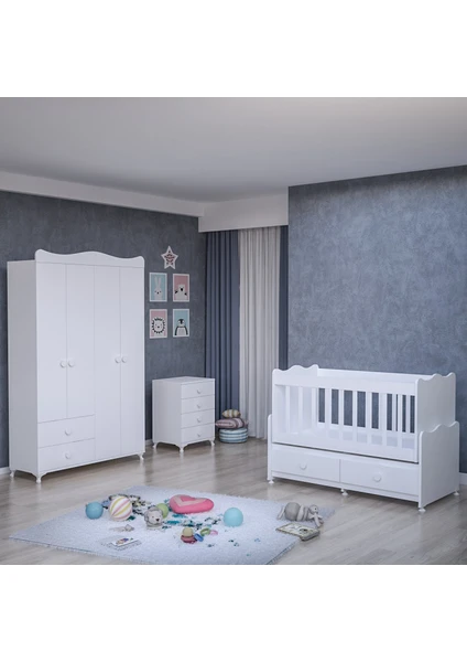 Garaj Home Elegant Yıldız 4 Kapaklı Bebek Odası Takımı-