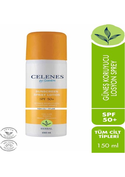 Celenes Güneş Koruyucu Losyon Sprey Spf 50+ 150 ml