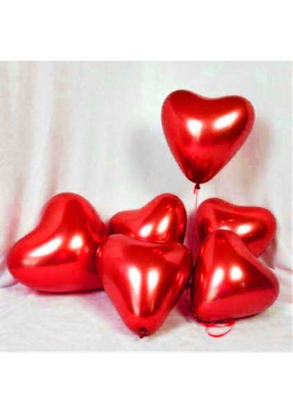 Balon Krom Parlak 12 Inc Kalp Kırmızı 50 Adet