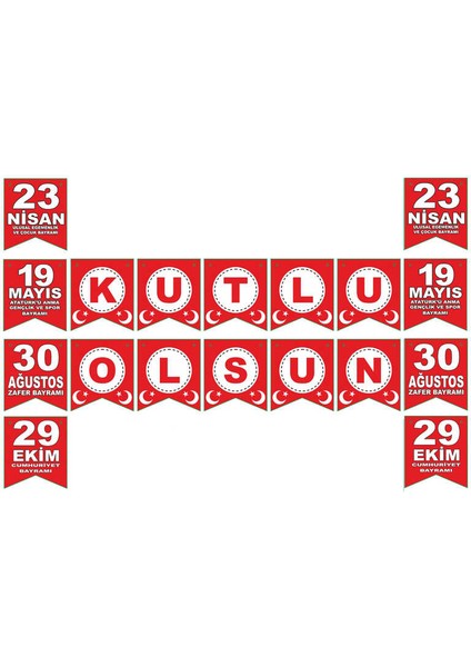 Flama Bayrak Milli Bayramlar Seti Set 1 Adet