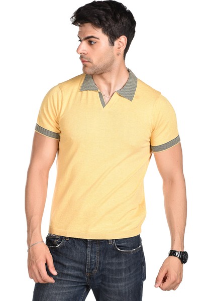 SARI Erkek Penye Pamuklu Polo Yaka Kısa Kollu Yazlık Triko modelleri