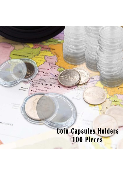 100X Açık Yuvarlak Plastik Coun Coun Capsules Coin Koruyucu Kılıfları 20 mm. 20 cm. (Yurt Dışından)