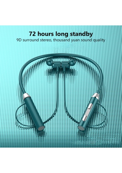Kablosuz Bluetooth Gerdanlık Manyetik Kulak İçi Spor Mikrofonlu Stereo Kulaklıklar (Yurt Dışından)