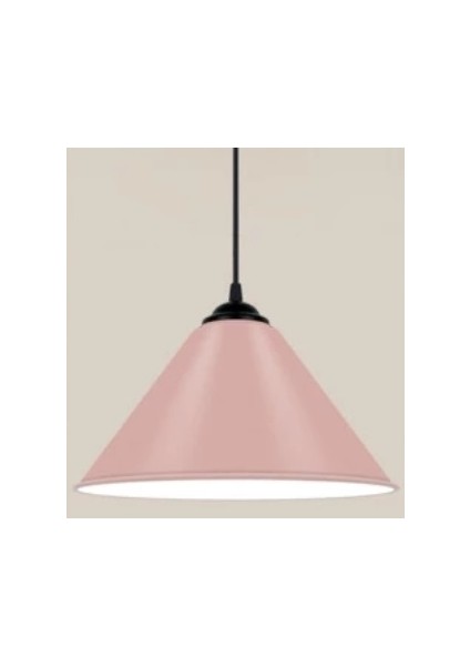 Retro Metal Dekoratif Rustik Kafe Mutfak Aydınlatma Pembe Tekli Sarkıt Avize Çap:30 cm