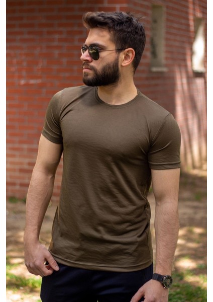 Haki Yeşil Basic Rahat İnce Petek Kumaş Spor Erkek T-Shirt 22ETSHPORT fırsatları