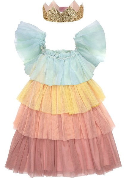- Rainbow Ruffle Princess Dress-Up - 3-4 Years - Fırfırlı Gökkuşağı Elbisesi - 3-4 Yaş