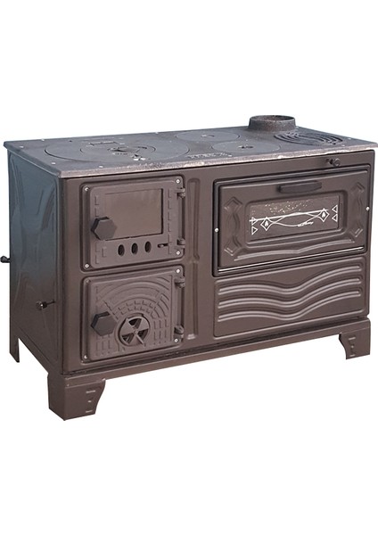 Mat Siyah MF65 Model Soba Kuzine Soba 40 cm Fırınlı Soba
