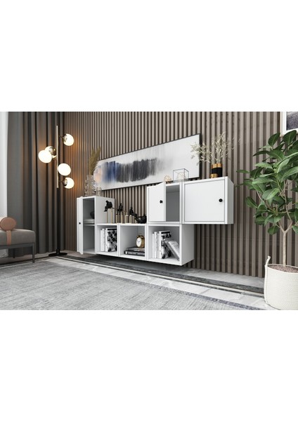 Rafli Dolapli Duvar Konsolu Beyaz 201 cm KNS-1140-Ç modelleri