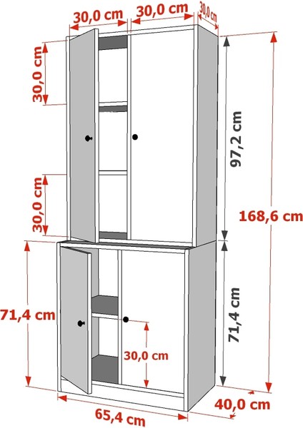 Dolapli Vitrin Beyaz 65 cm VTR-1006-Ç fırsatları