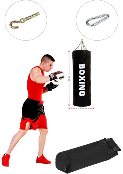 Spor Byfit 70 cm x 25 cm Içi Boş Boks Kum Torbası + Tavan Askı Aparatı - Boş