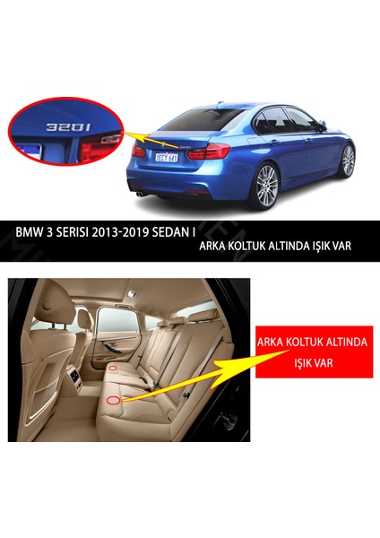 MİREN Bmw 3 Serisi 2013-2019 sedan i ışıklı Uyumlu 5d Havuzlu Suni Deri OTO PASPAS