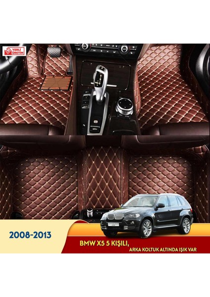 MİREN Bmw X5 2008-2013 5 kişili (ışıklı) Uyumlu 5d Havuzlu Suni Deri OTO PASPAS