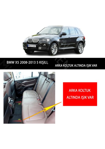 MİREN Bmw X5 2008-2013 5 kişili (ışıklı) Uyumlu 5d Havuzlu Suni Deri OTO PASPAS