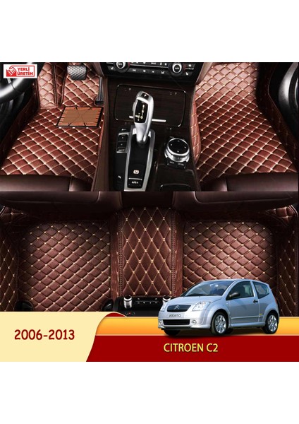 Citroen C2 2006-2013 Uyumlu 5d Havuzlu Suni Deri Oto Paspas