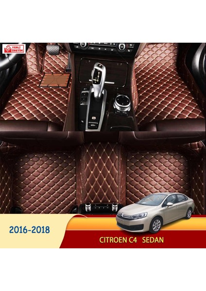 Citroen C4 2016-2018 Sedan Uyumlu 5d Havuzlu Suni Deri Oto Paspas