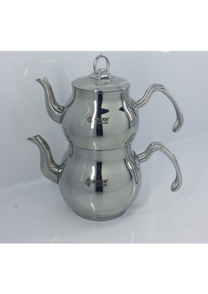 Çelik Mercan Metal Kulp Sade Mini Boy Çaydanlık