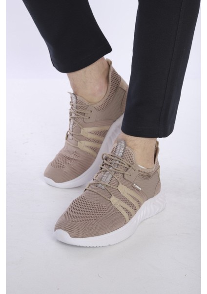 Erkek Spor Full Ortopedik Hafif Sütlü Kahve Yazlık Sneaker Ayakkabı - AY0007