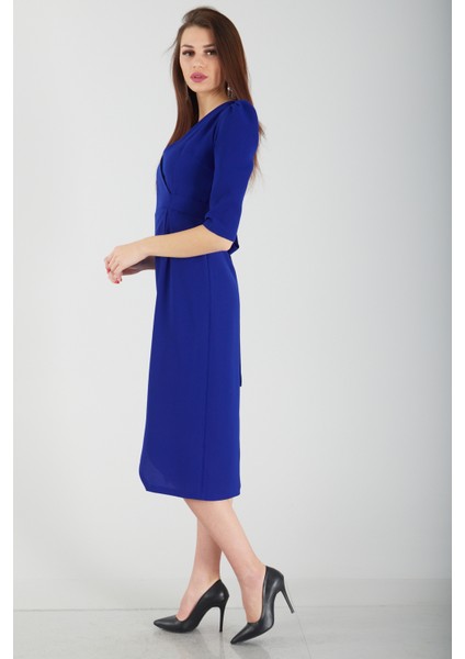 Saks Kruvaze Yaka Midi Boy Krep Elbise 0104010.26