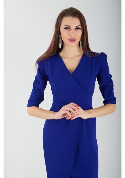 Saks Kruvaze Yaka Midi Boy Krep Elbise 0104010.26 modelleri