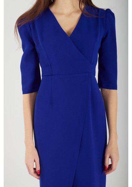 Saks Kruvaze Yaka Midi Boy Krep Elbise 0104010.26 fırsatları