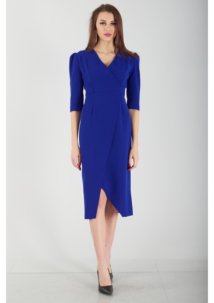 Saks Kruvaze Yaka Midi Boy Krep Elbise 0104010.26 indirimleri