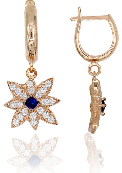 Lacivert Beyaz Taşlı Kutup Yıldızı Kolye Küpe Takım indirimleri