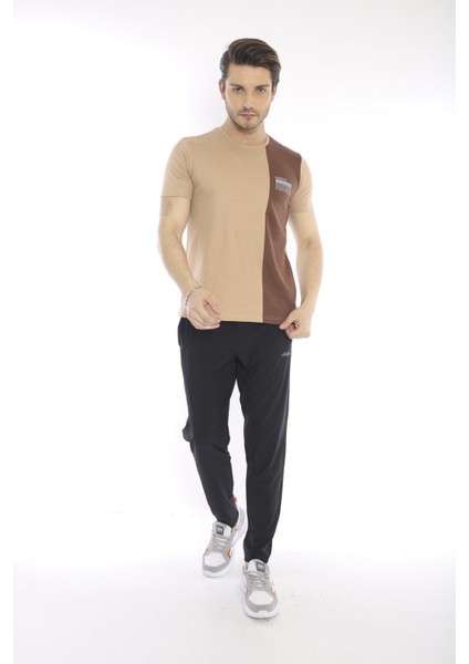 Erkek Spor, ABD Pike İnterlok 1. Kalite Kumaş Somon Slimfit Bisiklet Yaka T-Shirt - 0895