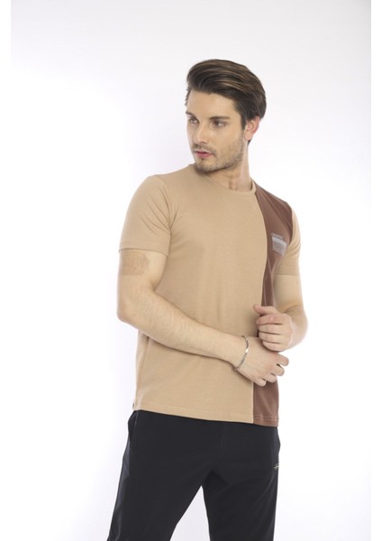 Erkek Spor, ABD Pike İnterlok 1. Kalite Kumaş Somon Slimfit Bisiklet Yaka T-Shirt - 0895