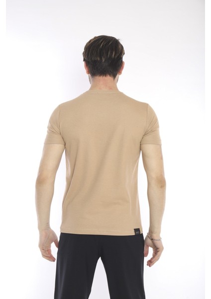 Erkek Spor, ABD Pike İnterlok 1. Kalite Kumaş Somon Slimfit Bisiklet Yaka T-Shirt - 0895