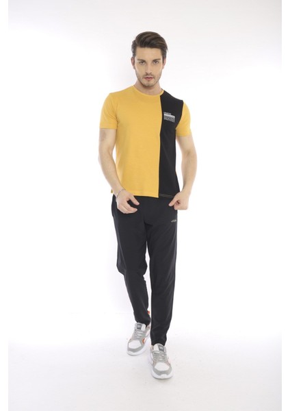 Erkek Spor, ABD Pike İnterlok 1. Kalite Kumaş Hardal Slimfit Bisiklet Yaka T-Shirt - 0895