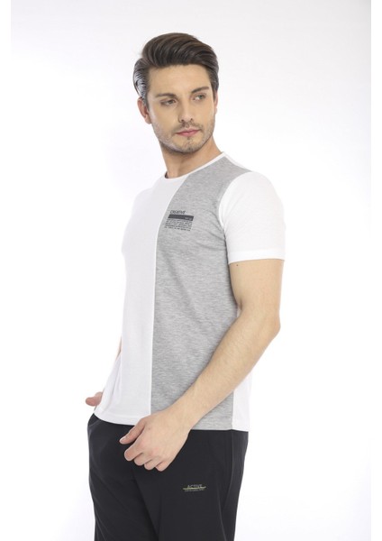 Erkek Spor, ABD Pike İnterlok 1. Kalite Kumaş Beyaz Slimfit Bisiklet Yaka T-Shirt - 0895