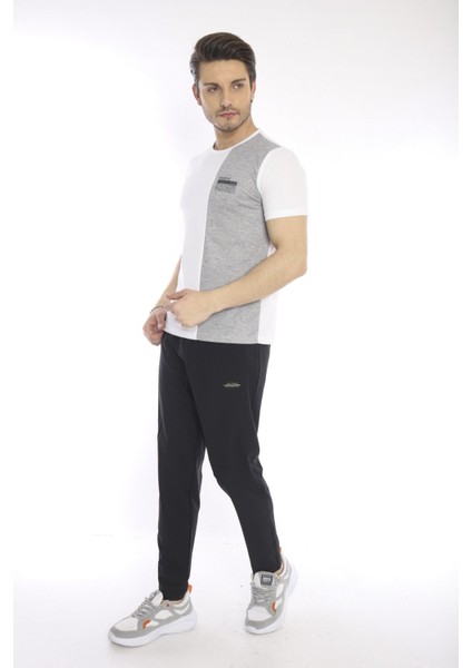 Erkek Spor, ABD Pike İnterlok 1. Kalite Kumaş Beyaz Slimfit Bisiklet Yaka T-Shirt - 0895