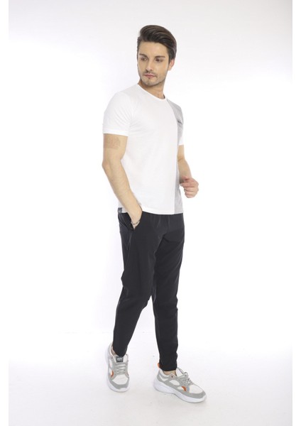 Erkek Spor, ABD Pike İnterlok 1. Kalite Kumaş Beyaz Slimfit Bisiklet Yaka T-Shirt - 0895