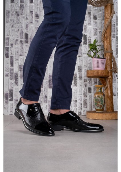 Siyah Damatlık Günlük Rugan Klasik Erkek Ayakkabı modelleri