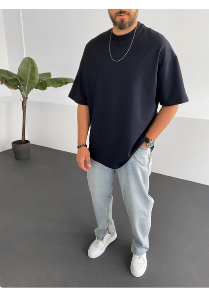 Lacivert Iki Iplik Basic T-Shirt BY-1208