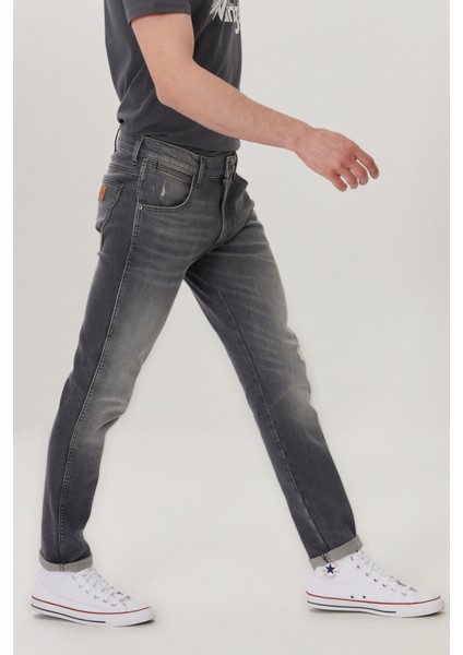 Erkek Larston Siyah Slim Tapered Düşük Bel Dar Paça Esnek Jean Pantolon fırsatları